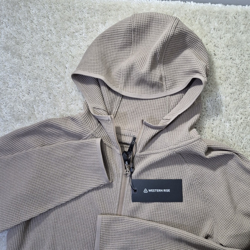 Western Rise Venture Zip Hoodie Mens Large Brown Waffle Knit Performance Outdoor